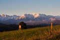 View of the Tatras from the village of ÃÂapszanka. Royalty Free Stock Photo